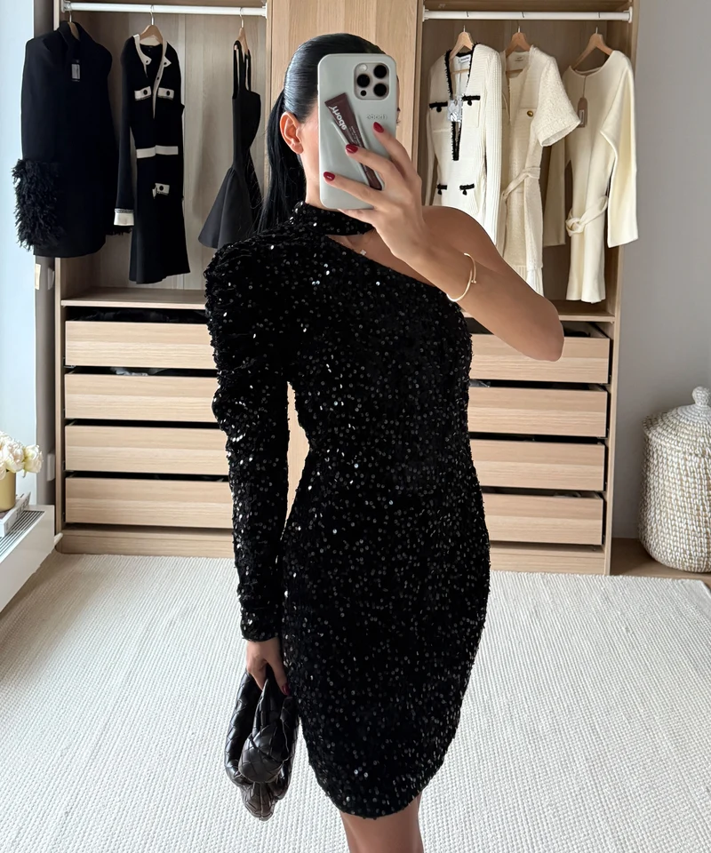 Pailletten Kleid Taliya Schwarz