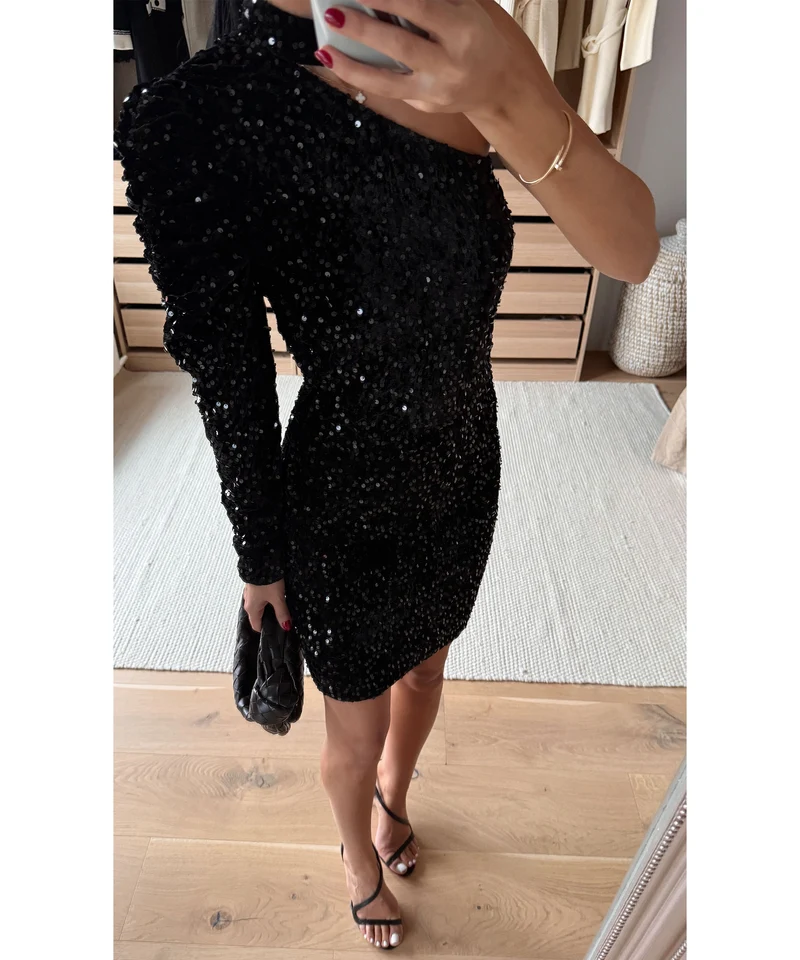 Pailletten Kleid Taliya Schwarz