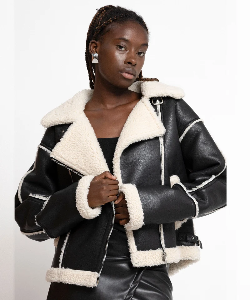 Teddy Bikerjacke Sarea Schwarz