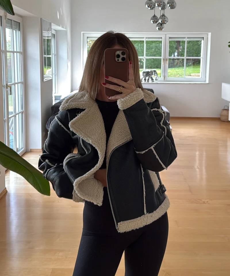 Teddy Bikerjacke Sarea Schwarz