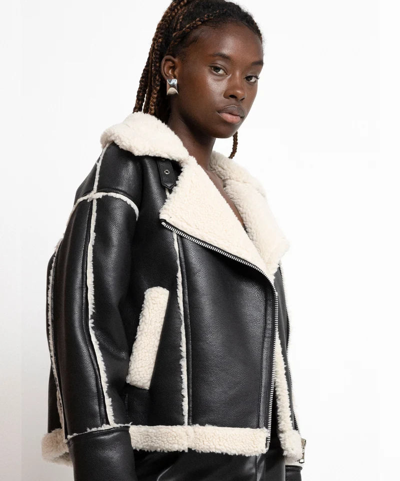 Teddy Bikerjacke Sarea Schwarz