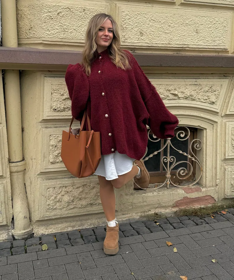 Oversize Strickjacke Jalsien Weinrot