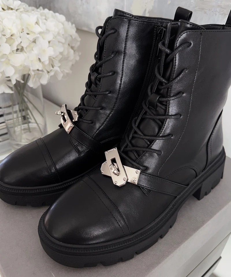 Stiefeletten Hermi Schwarz Silber