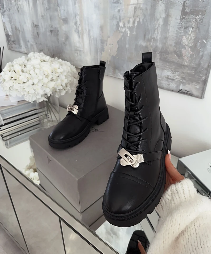 Stiefeletten Hermi Schwarz Silber