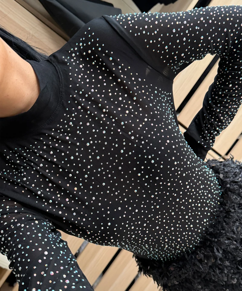 Body Sinderela Glitzer Schwarz