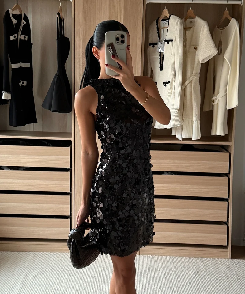 Pailletten Kleid Rinea Schwarz