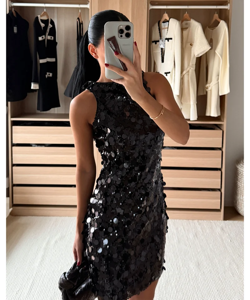 Pailletten Kleid Rinea Schwarz