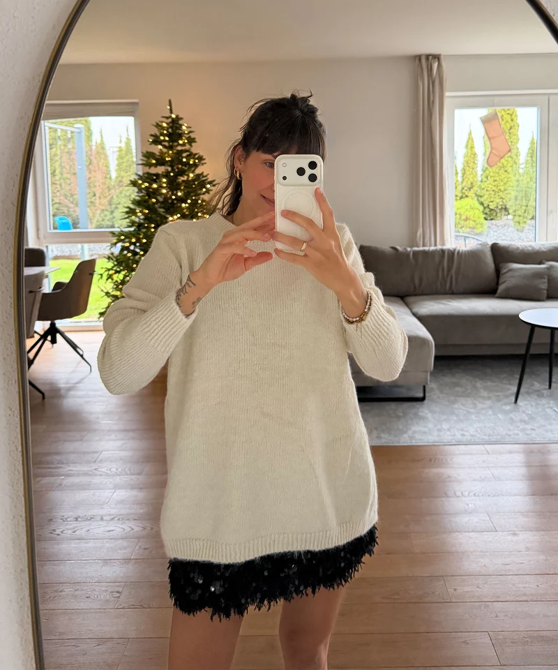Federlook Rock Cia mit Pailletten Schwarz