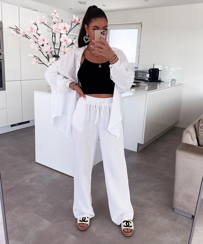 Musselin Hose Abril Weiß