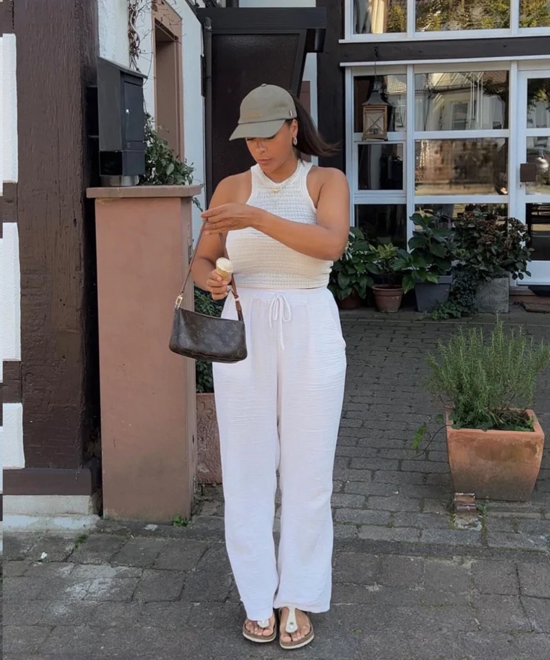 Musselin Hose Abril Weiß