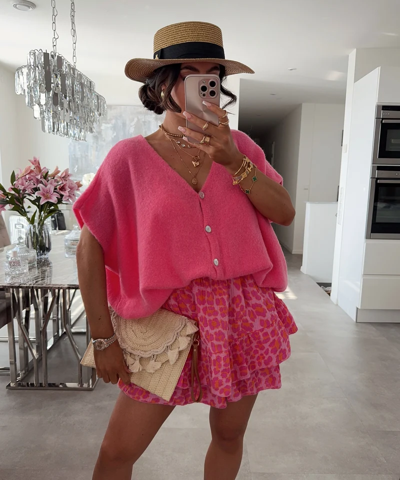Kurzarm Cardigan Liz Pink