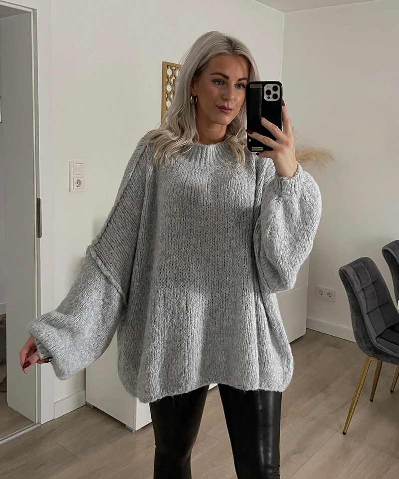 Oversize Pullover Nata Hellgrau