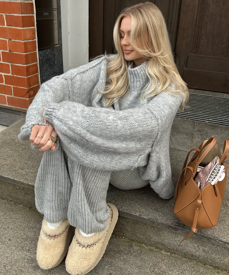 Oversize Pullover Nata Hellgrau