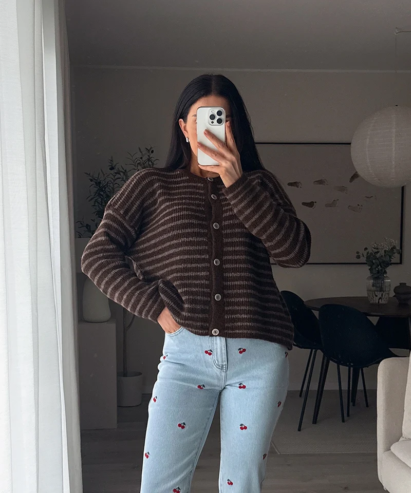 Stretch Mom Jeans Cherry Hellblau