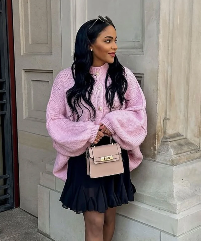 Oversize Strickjacke Jalsien Rosa