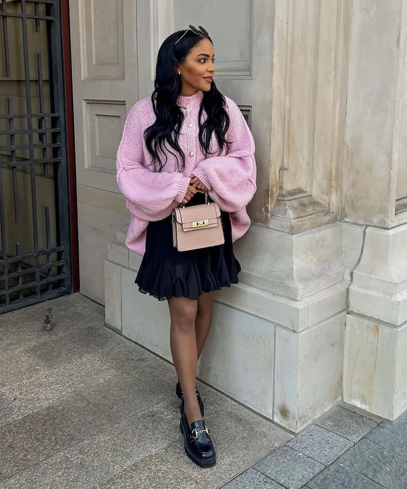 Oversize Strickjacke Jalsien Rosa