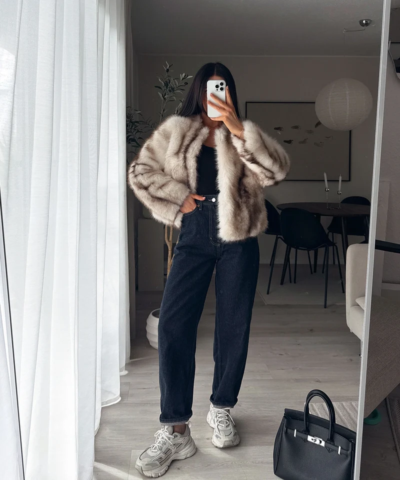 Kunstfell Jacke Trixa Beige
