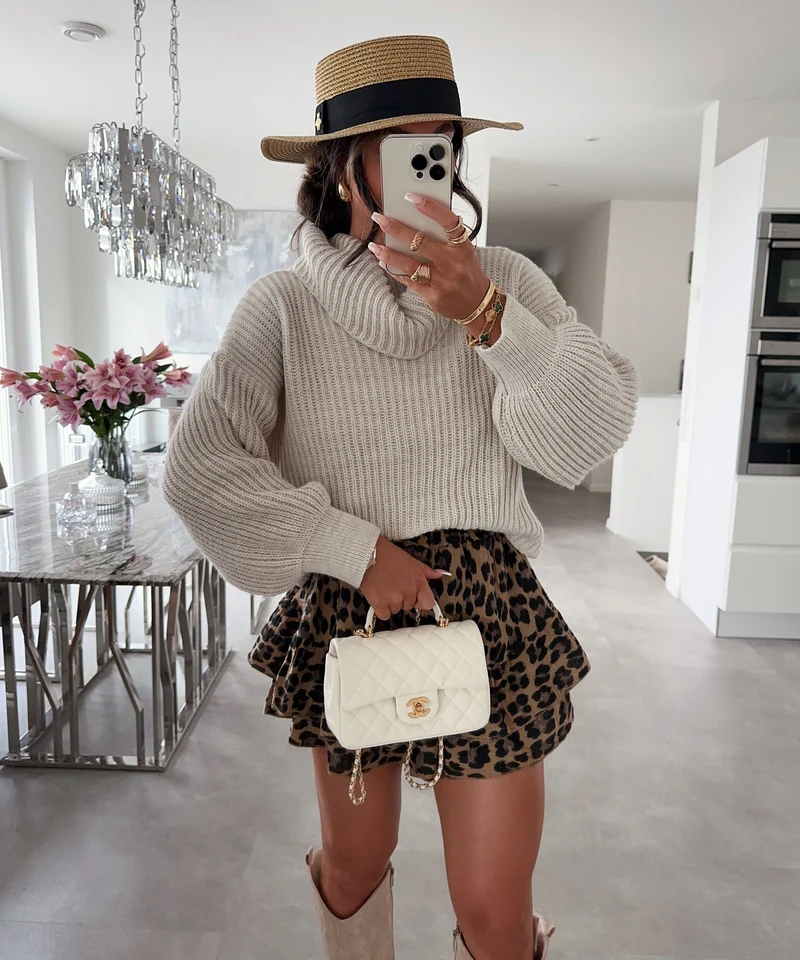 Rollkragen Pullover Yeni Beige