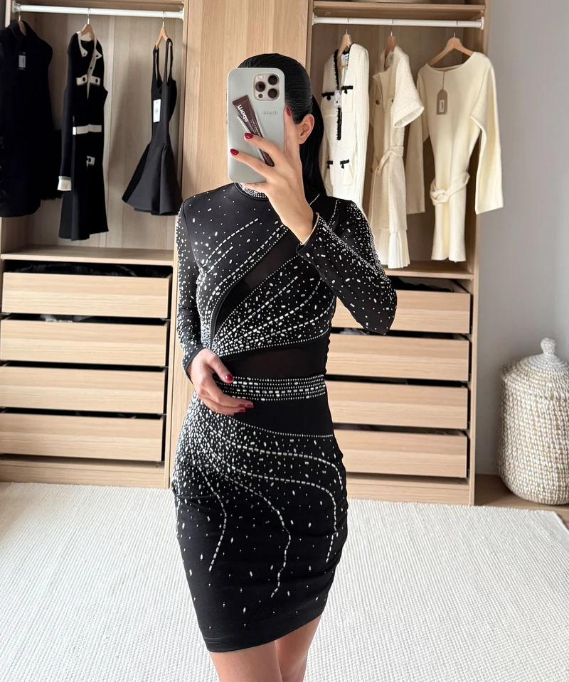 Kleid mit Glitzer Willa Schwarz