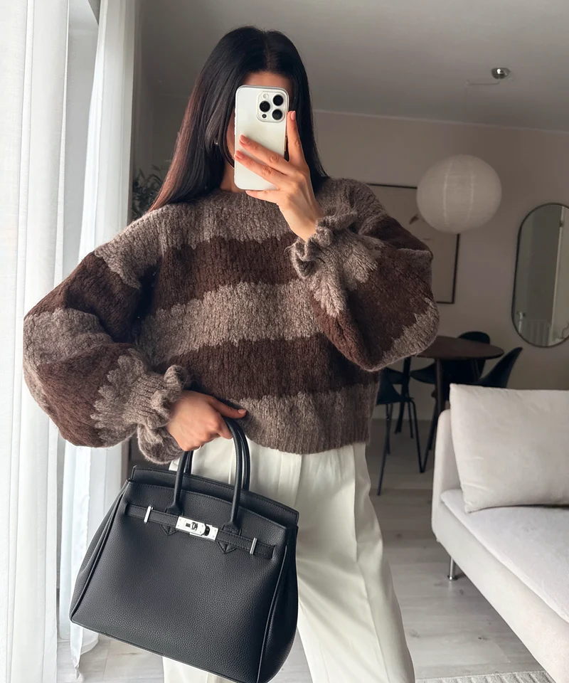 Pullover Dilena Streifen Braun