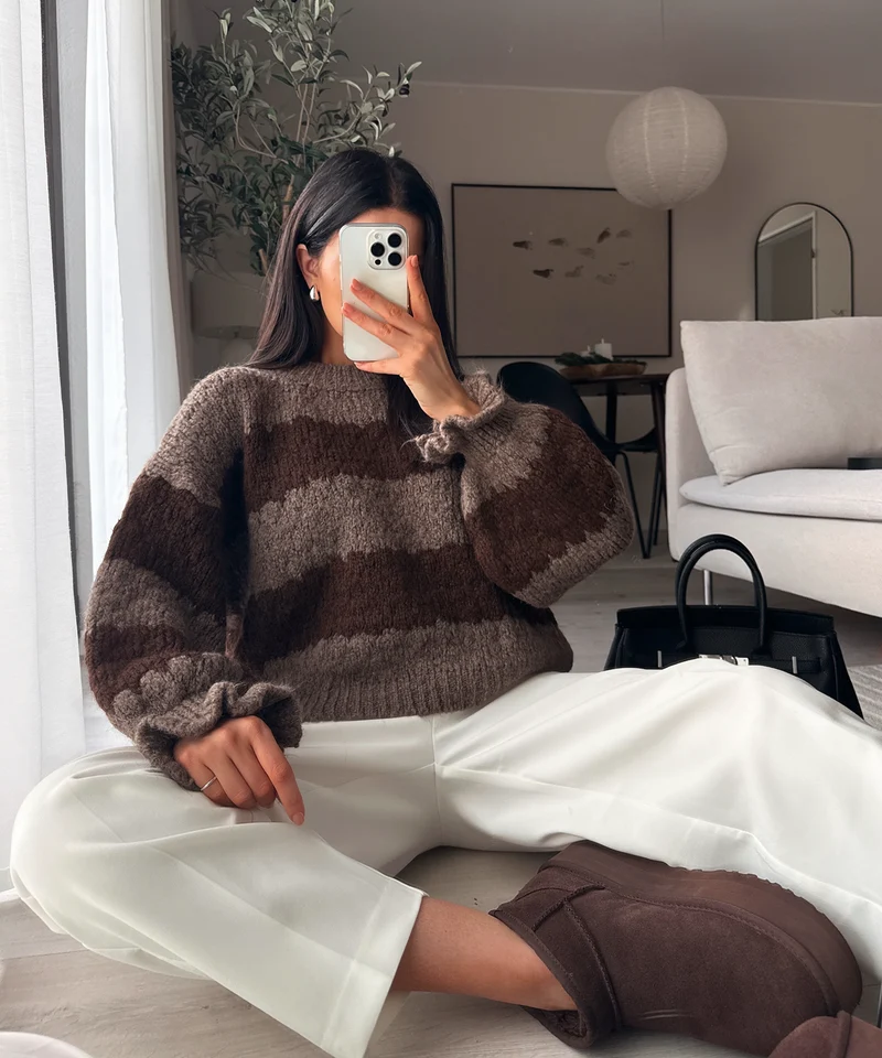 Pullover Dilena Streifen Braun