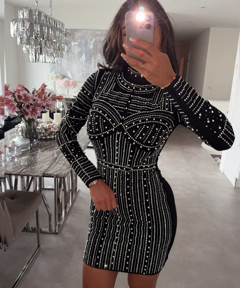 Kleid Agnez Glitzer Schwarz