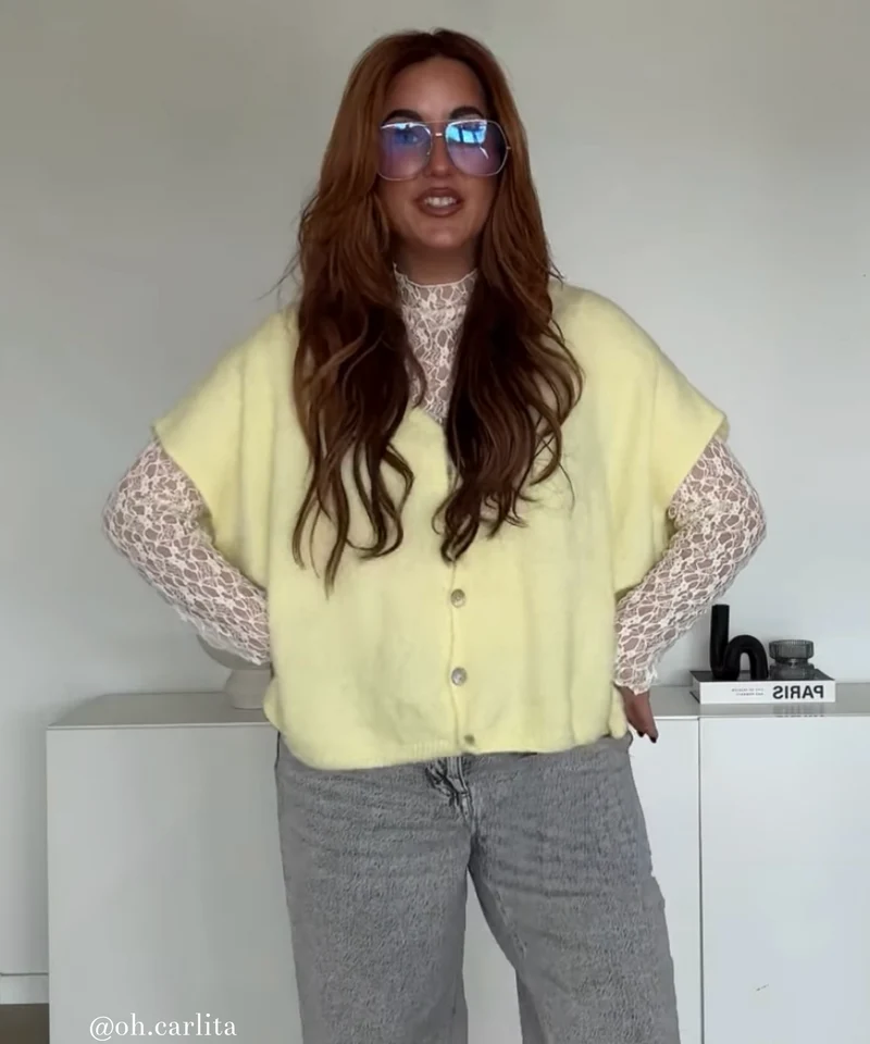 Kurzarm Cardigan Liz Gelb