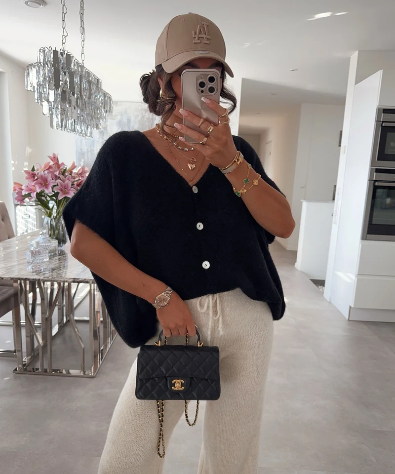 Kurzarm Cardigan Liz Schwarz