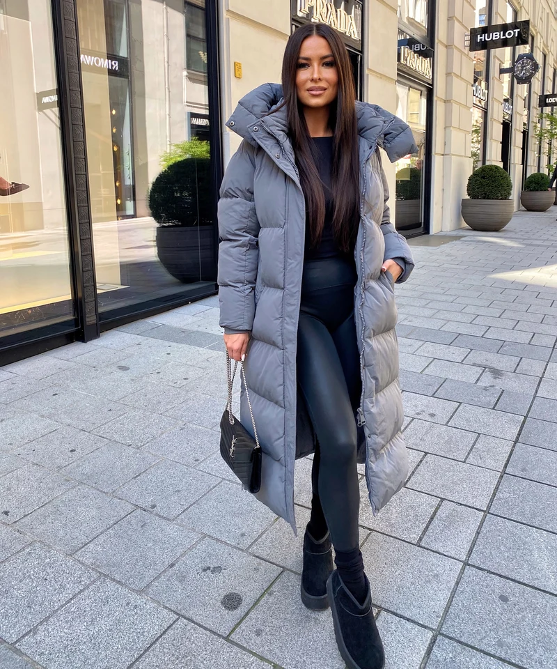 Oversize Jacke Addie Lang Grau