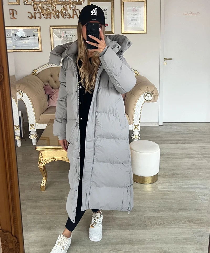Oversize Jacke Addie Lang Grau