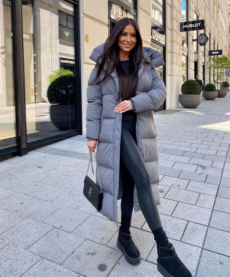 Oversize Jacke Addie Lang Grau
