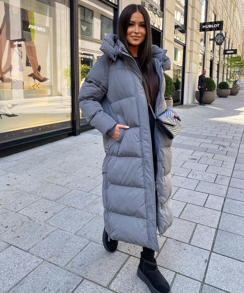 Oversize Jacke Addie Lang Grau