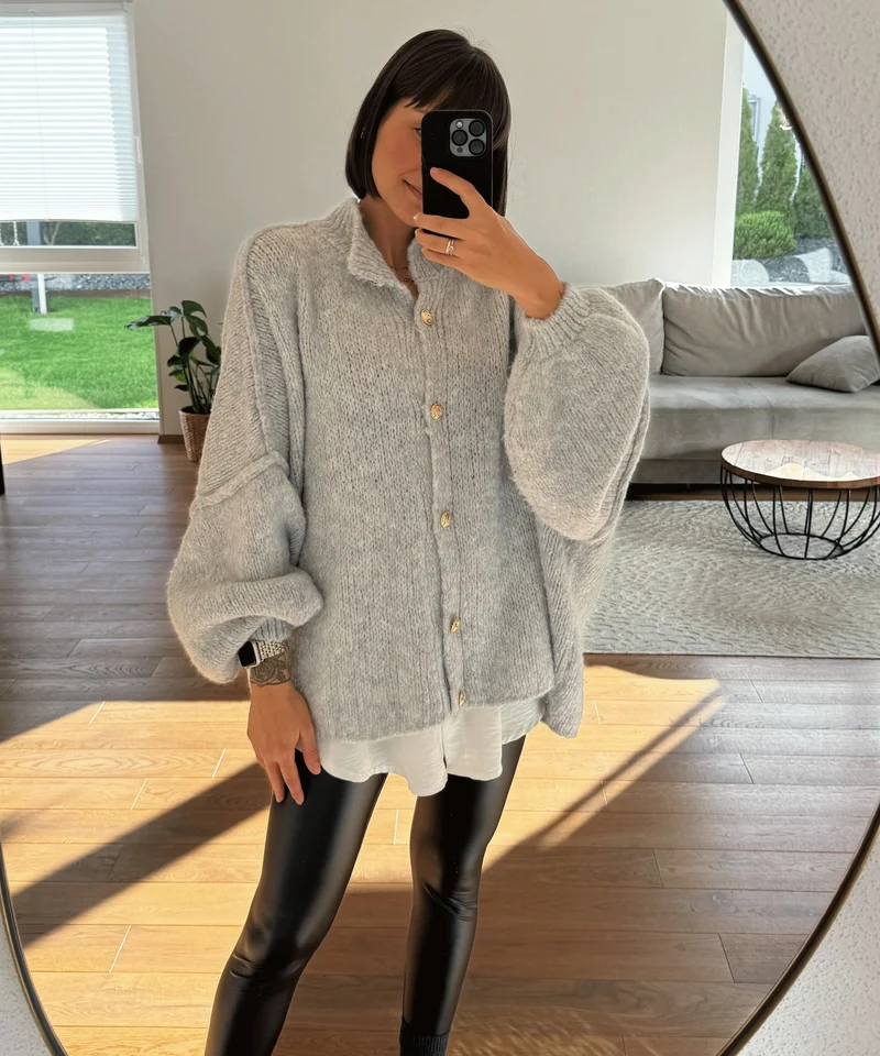 Oversize Strickjacke Jalsien Grau