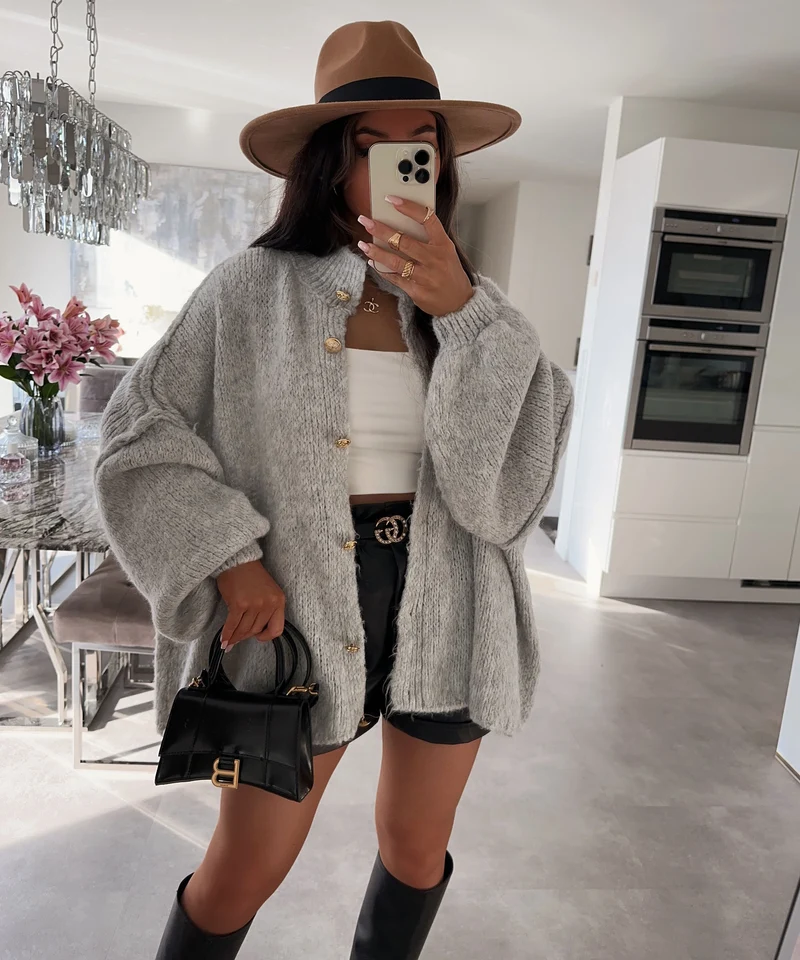 Oversize Strickjacke Jalsien Grau