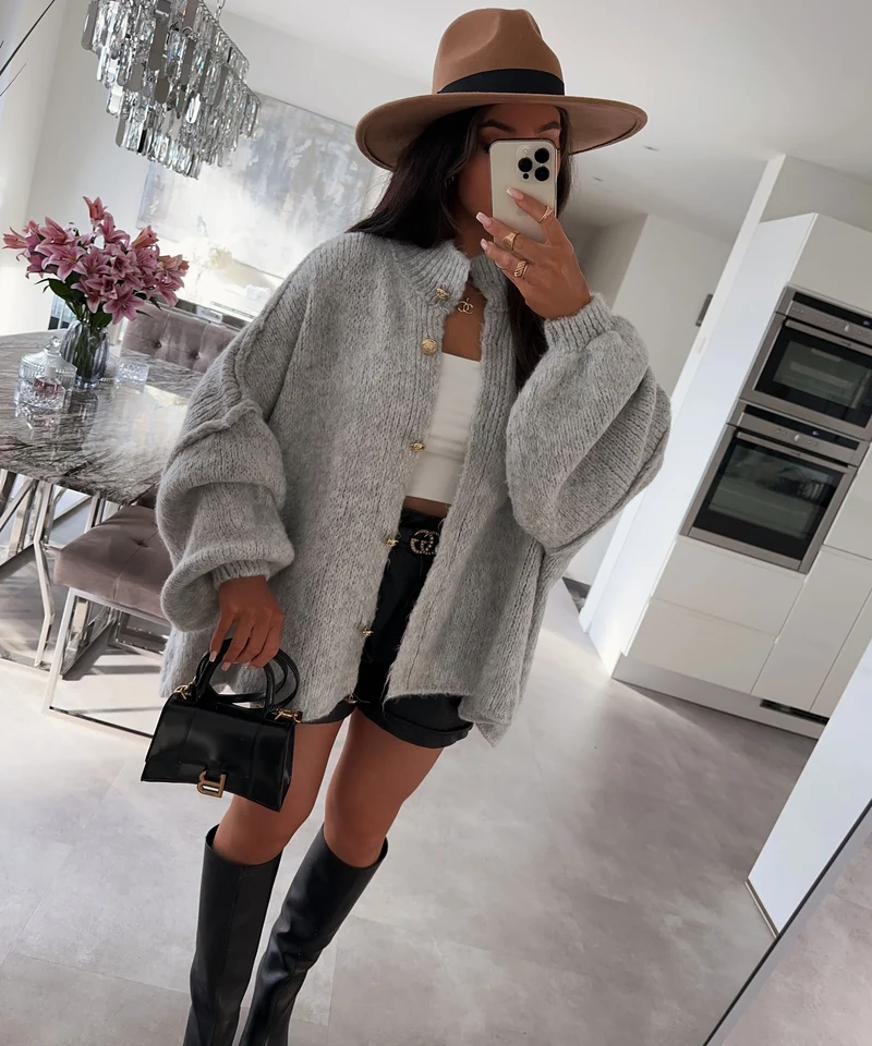 Oversize Strickjacke Jalsien Grau