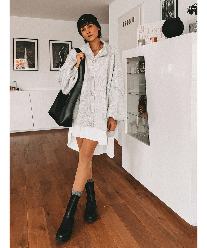 Oversize Strickjacke Jalsien Grau