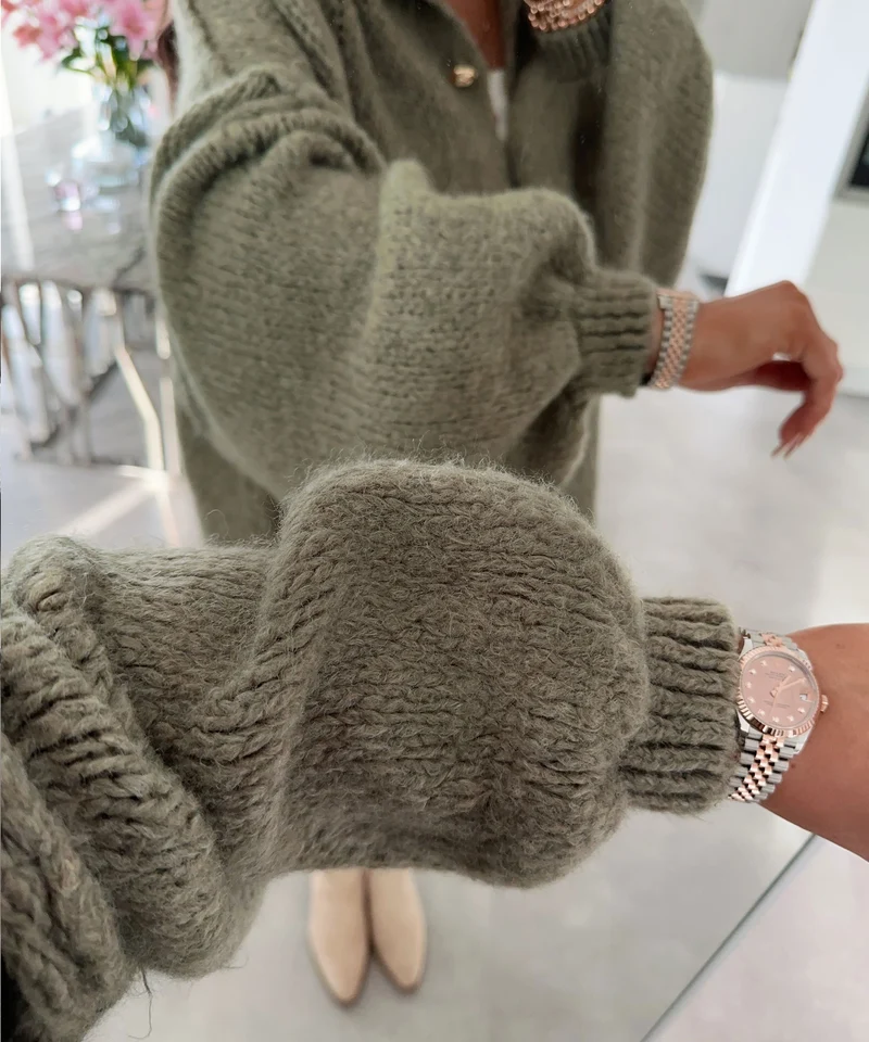 Oversize Strickjacke Jalsien Khaki