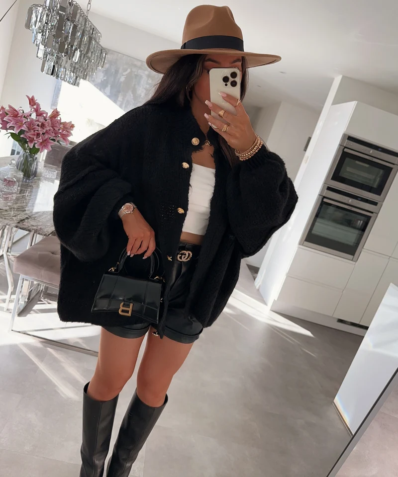 Oversize Strickjacke Jalsien Schwarz