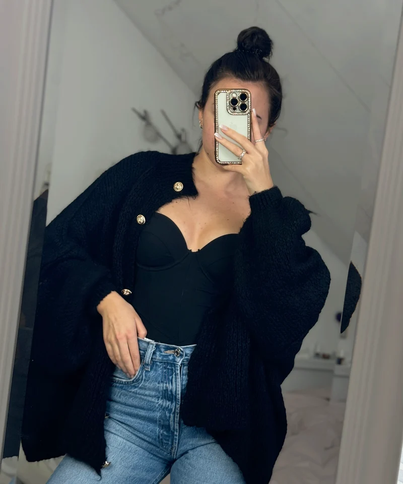 Oversize Strickjacke Jalsien Schwarz