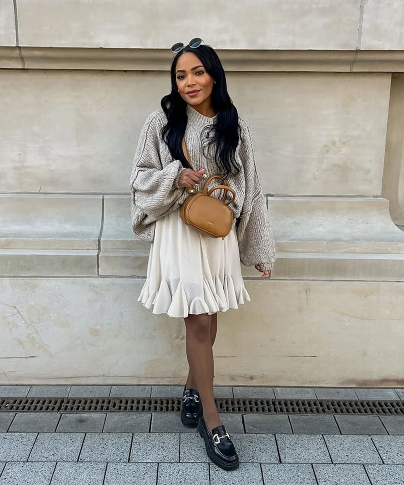 Oversize Strickjacke Jalsien Taupe