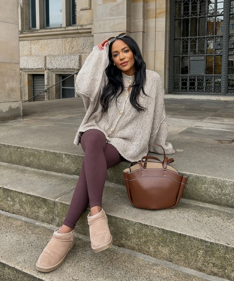 Oversize Strickjacke Jalsien Taupe