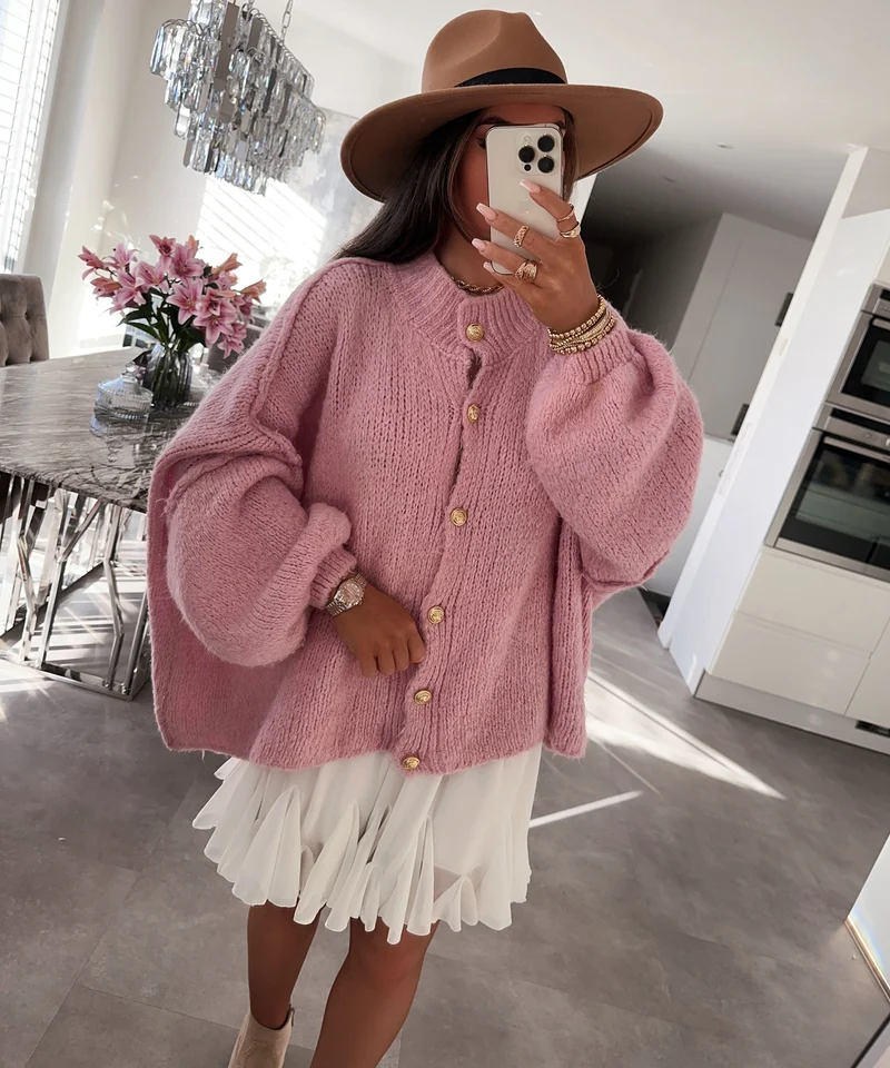 Oversize Strickjacke Jalsien Rosa