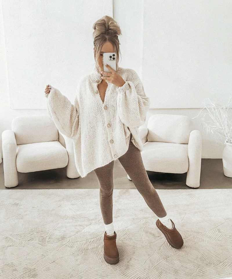 Oversize Strickjacke Jalsien Beige