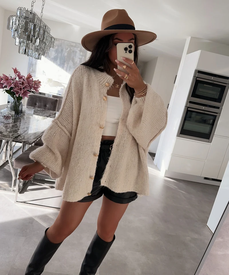Oversize Strickjacke Jalsien Beige