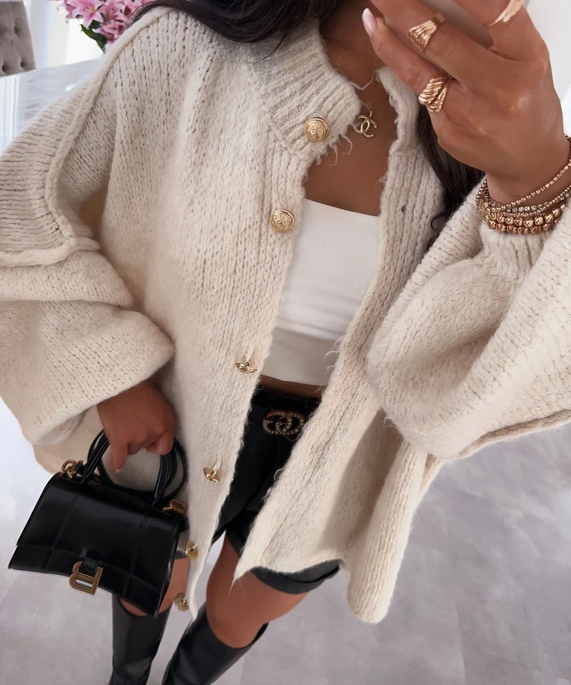 Oversize Strickjacke Jalsien Beige