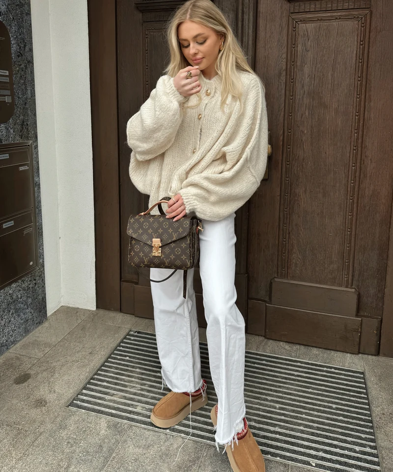 Oversize Strickjacke Jalsien Beige