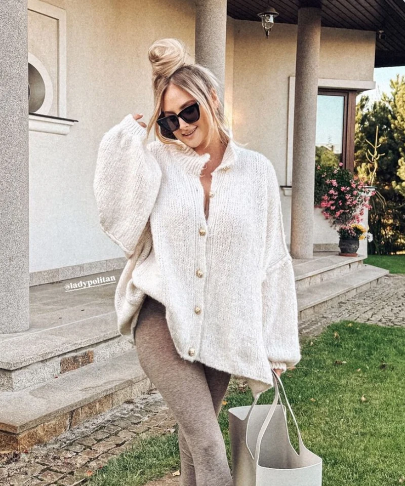 Oversize Strickjacke Jalsien Beige