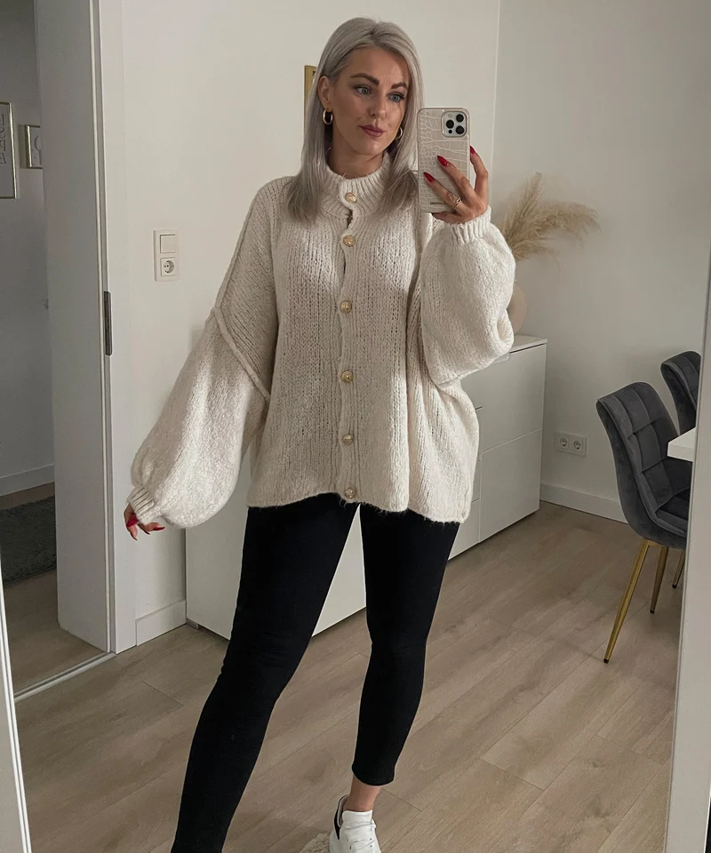 Oversize Strickjacke Jalsien Beige