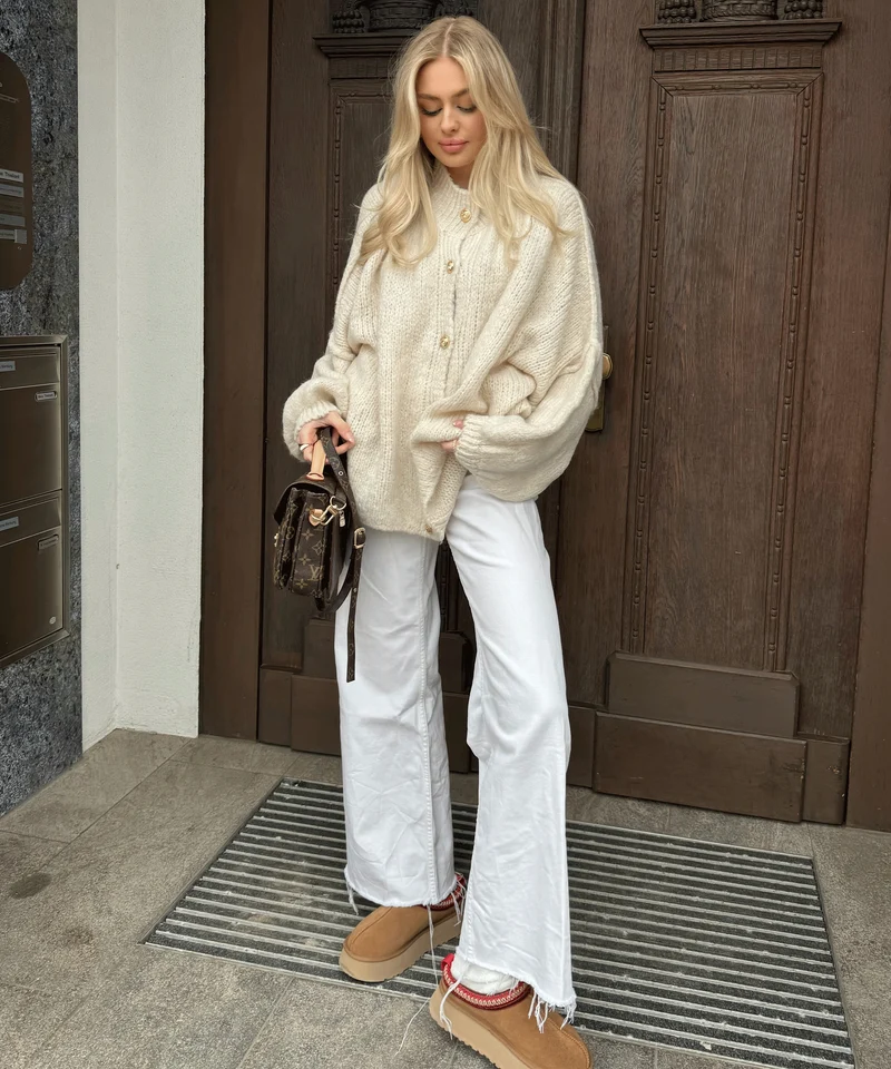 Oversize Strickjacke Jalsien Beige