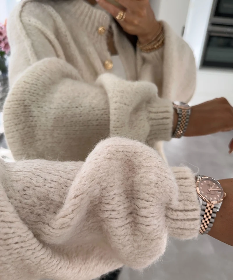 Oversize Strickjacke Jalsien Beige